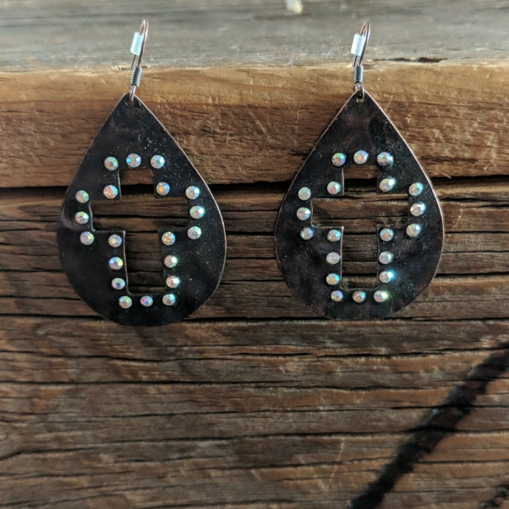Cross cut out fish hook earrings